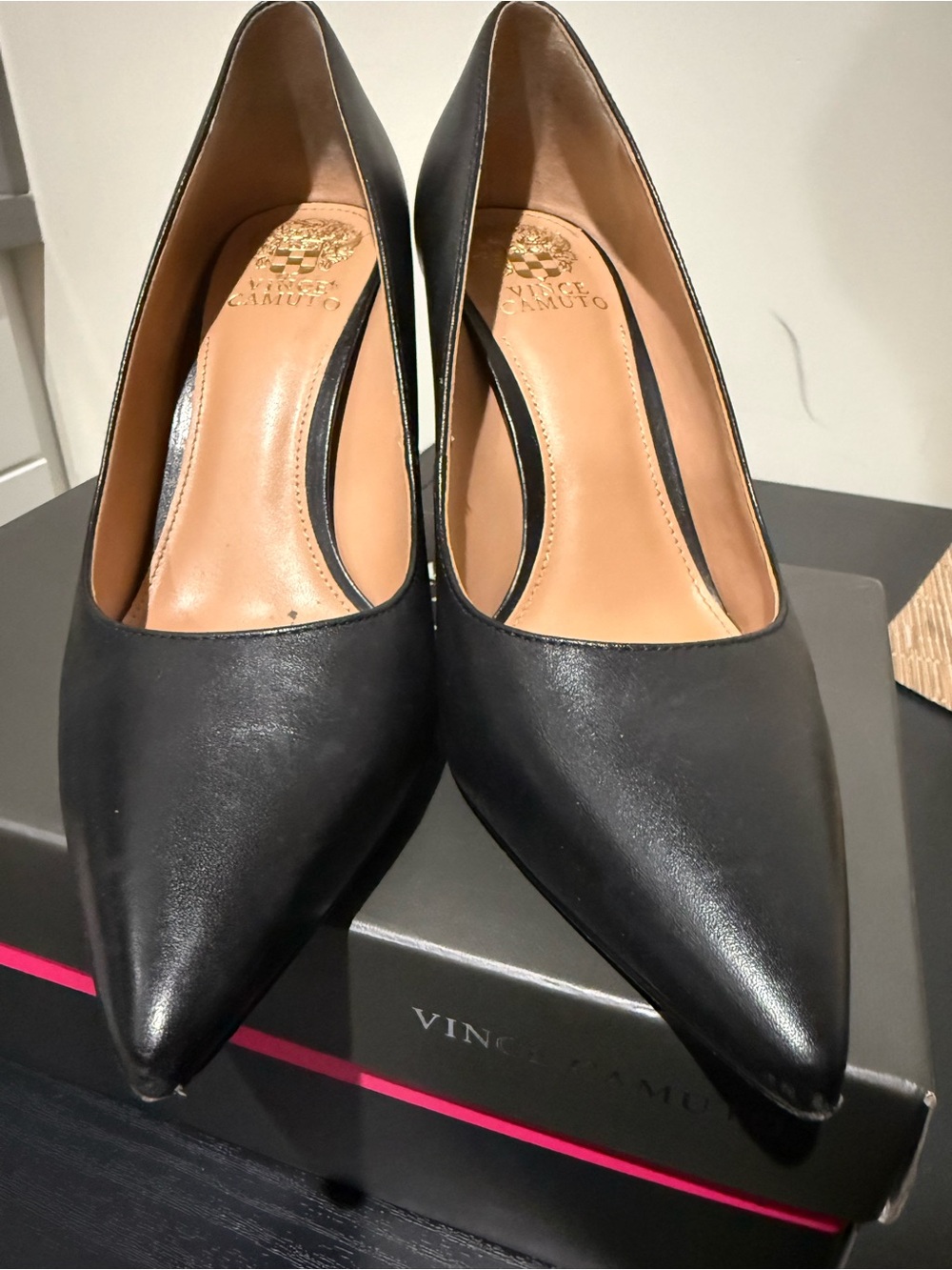 Vince Camuto Black Pointed Leather Heels